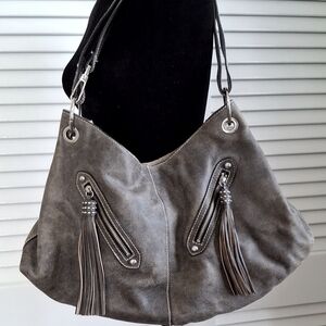 Kate Landry Grey Leather Hobo NWOT